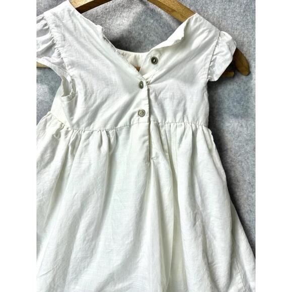 Rachel Zoe White with Blue Embroidered Floral Shirt Short Ruffle Sleeves 4T - Picture 4 of 9